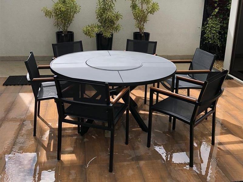 Jogo De Mesa 1,40m Giratória 6 Cadeiras Para Jardim Piscina