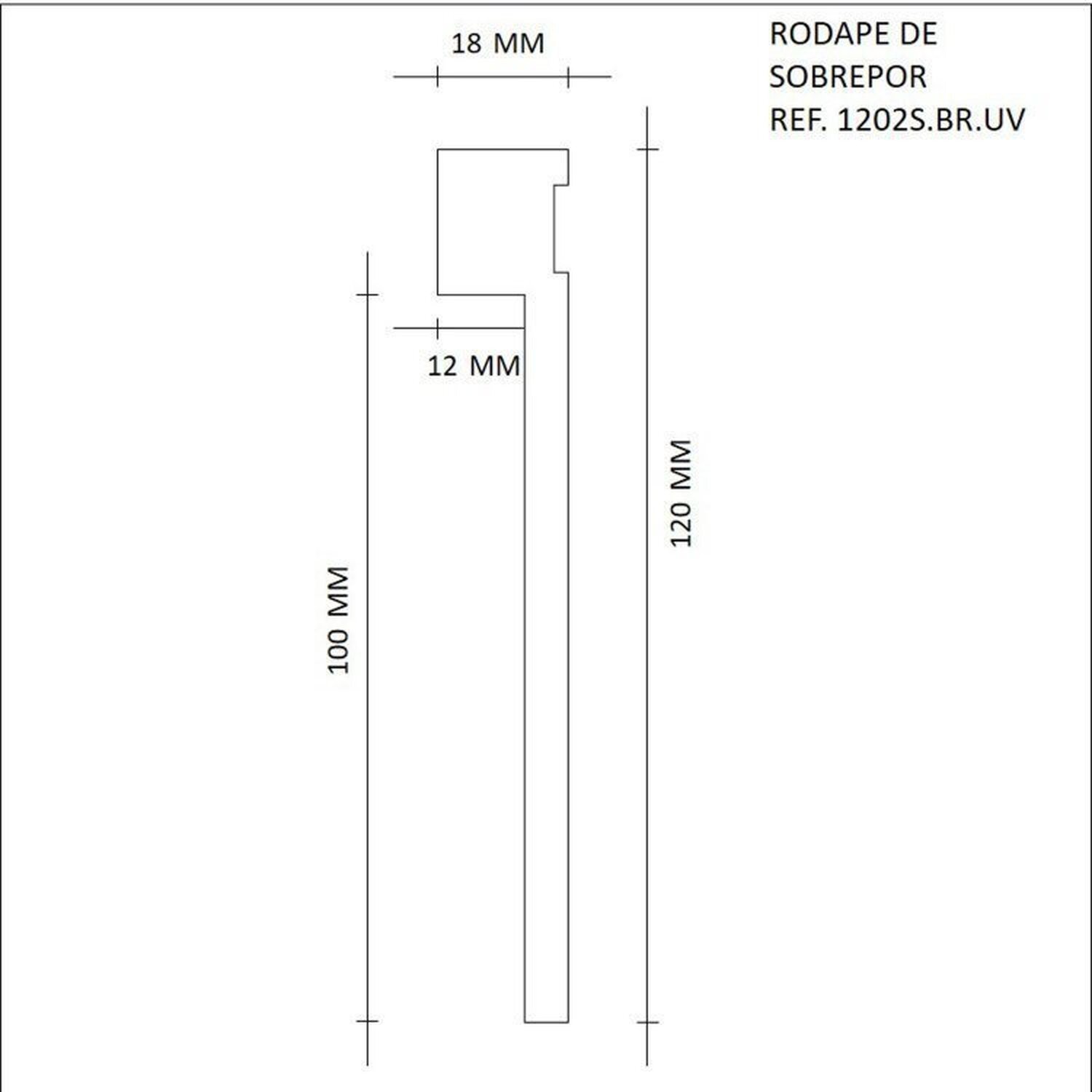 Kit com 5 Barras Rodapé de Mdf Ultra 12cm X 18mm X 2,40m Barra de Sobrepor com Friso 12m - 3