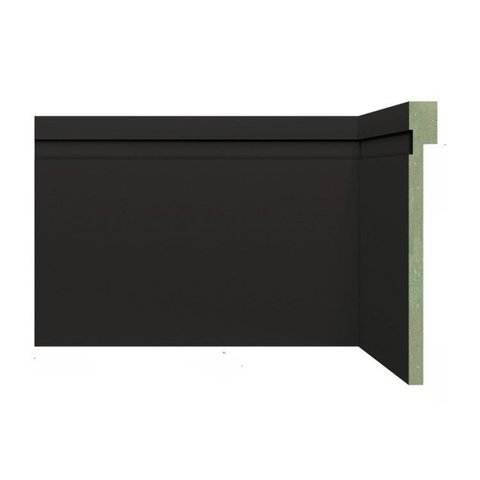 Kit 24m Linear Rodapé de MDF Frisado de Sobrepor 12CMX2,40m Rende 2,4m 1202 Preto Moldufama