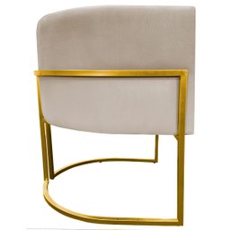 Poltrona Decorativa Para Sala Recepção Escritório Luna Suede Base de Ferro Dourada - 4