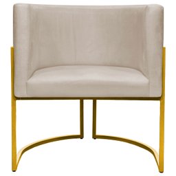 Poltrona Decorativa Para Sala Recepção Escritório Luna Suede Base de Ferro Dourada - 3