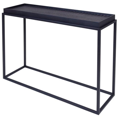 Mesa Lateral Loi Laca Preta com Croco Preto Base Preta - 67274