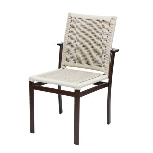 Poltrona Cadeira para Mesa Sala de Jantar em Alumínio e Corda Náutica Areia