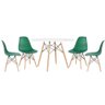 Mesa Redonda Eames 120 Cm Branco + 4 Cadeiras Eiffel Dsw Verde Escuro - 1