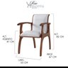 Kit 6 Cadeiras de Jantar Estofada Braço 55 x 82 Cm Barcelona Madeira Maciça Linho Bege Cru L71 - RMI - 2