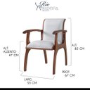 Ver imagem 2 de Kit 6 Cadeiras de Jantar Estofada Braço 55 x 82 Cm Barcelona Madeira Maciça Linho Bege Cru L71 - RMI