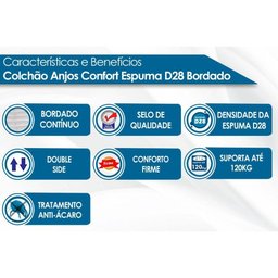 Colchão Solteiro Espuma Confort D28 Double Face (78x188x17) - D Angelis Anjos - 3