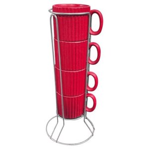 Jogo de 4 Xícaras para Chá em Cerâmica com Suporte, 170ml , da L'hermitage