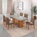 Ver imagem 1 de Mesa de Jantar Eloise 180cm Tampo Mdf Vidro com 6 Cadeiras Eloise Moderna Mobília