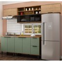 Ver imagem 1 de Cozinha Modulada Toscana em Mdf 5 Peças com Aéreo 1200 Porta de Vidro e Aéreo Geladeira com Tampo