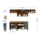 Ver imagem 3 de Cozinha Modulada Toscana em Mdf 5 Peças com Aéreo 1200 Porta de Vidro e Aéreo Geladeira com Tampo