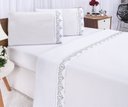 Ver imagem 7 de Jogo lençol Atenas quarto casal king bordado 4 peças 2fronha:Branco com Cinza