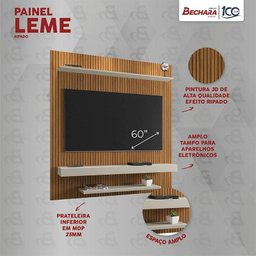 Painel Sala Leme para Tv até 60 Polegadas Naturalle/off White - 3 Painel Sala Leme para Tv até 60 Polegadas Naturalle/off White - 3