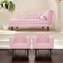 Ver imagem 2 de Kit Diva Recamier Diana 185cm Lado Esquerdo e 02 Poltronas Classic Suede Rosa Bebê - ADJ Decor