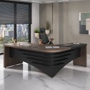 Ver imagem 1 de Conjunto 2 Peças com Mesa Diretor em L e Cadeira Presidente Lisboa Charuto Preto