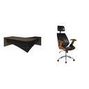 Ver imagem 2 de Conjunto 2 Peças com Mesa Diretor em L e Cadeira Presidente Lisboa Charuto Preto
