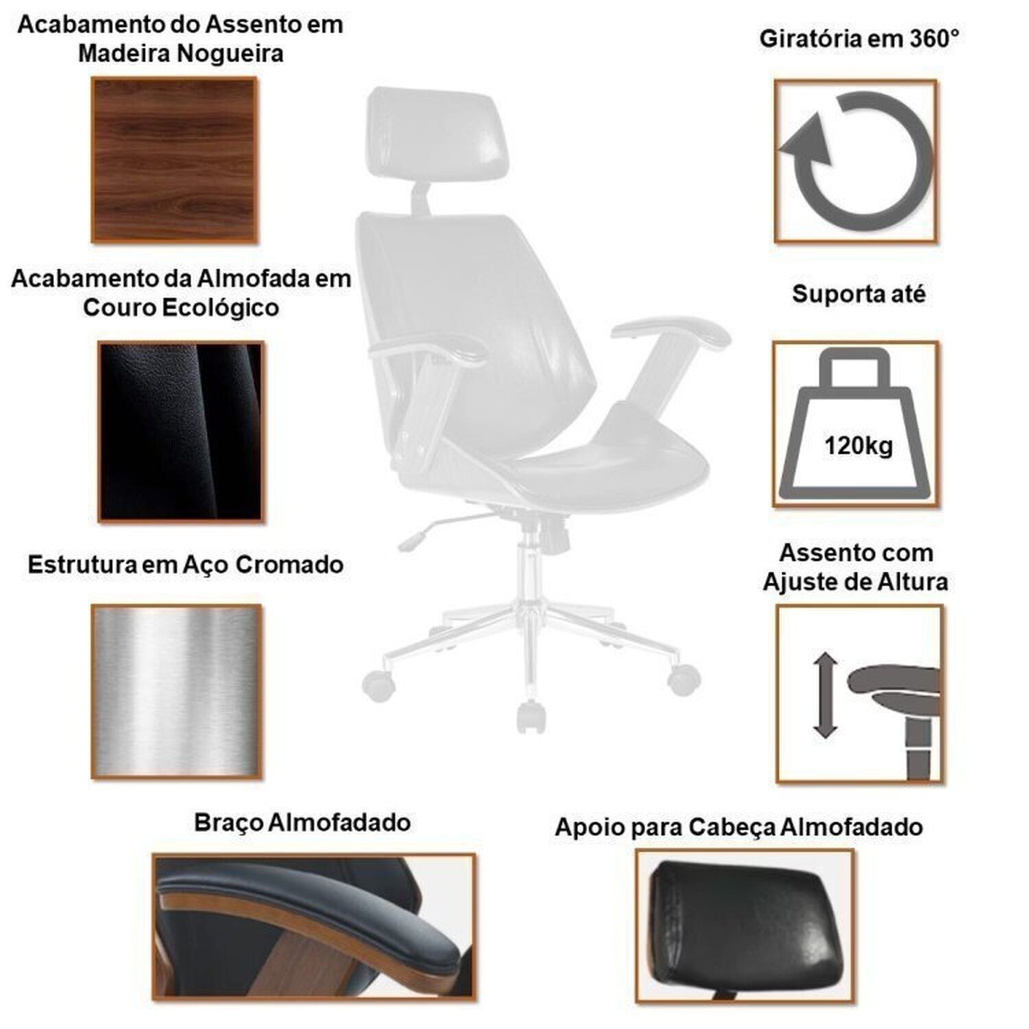 Kit 2 Peças com Mesa Diretor em L e Cadeira Presidente Lisboa - 9