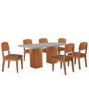 Ver imagem 2 de Mesa de Jantar Eloise 180cm Tampo Mdf Vidro com 6 Cadeiras Copper Moderna Mobília