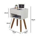 Ver imagem 2 de Conjunto 2 Mesinhas de Cabeceira Retrô 40cm Branco Gaveta e Nicho Pés Palito - Enviamos Montado