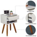 Ver imagem 3 de Conjunto 2 Mesinhas de Cabeceira Retrô 40cm Branco Gaveta e Nicho Pés Palito - Enviamos Montado