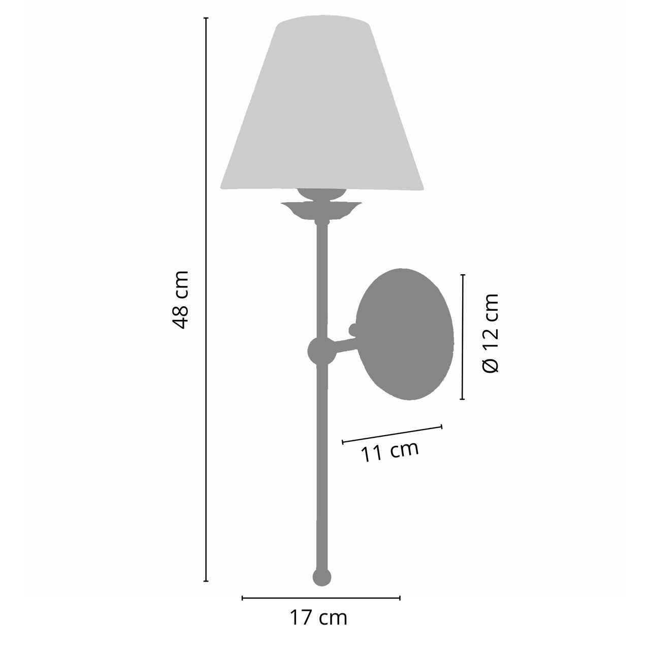 Luminária Parede Abajur Cúpula Algodão Interruptor Bronze - 3