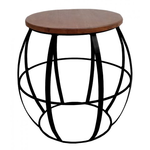 Banco De Ferro E Madeira Seat Garden Barril Artesanal para Jardim - Preto