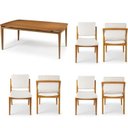Ver imagem 2 de Conjunto Sala de Jantar Madeira Maciça - Mesa 1,80 Laminada 6 Cadeiras Assento e Encosto Estofado Marrom/Freijó