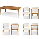 Ver imagem 2 de Conjunto Sala de Jantar Madeira Maciça - Mesa 1,80 Laminada 6 Cadeiras Assento e Encosto Estofado