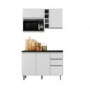Ver imagem 2 de Cozinha Evidence 4 Peças com Balcão de 120cm com Tampo Armário para Micro-Ondas e Nicho Garrafeiro P