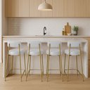 Ver imagem 2 de Banqueta Cozinha Alta com Encosto Industrial Dourado Kit 4 Londres Pu Branco D03 - D'Rossi