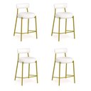 Ver imagem 1 de Banqueta Cozinha Alta com Encosto Industrial Dourado Kit 4 Londres Pu Branco D03 - D'Rossi