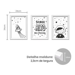 Quadro Infantil Quarto Astronauta Três Quadros 24 X 44 - 4