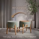 Ver imagem 2 de Puff Dual 2 em 1 Vira Mesa Apoio Design Moderno para Sala Estar Sala Tv Decor - Verde Chenille
