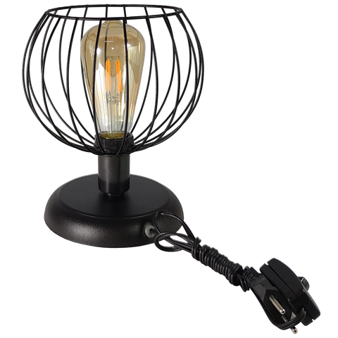 Abajur Aramado Luminaria de Mesa Base Metal Tangerine Preto