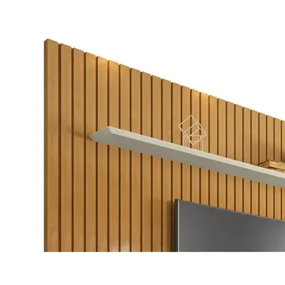 Painel para Tv de até 75 Polegadas Ripado 2 Prateleiras Roma:cinamomo/off White - 3