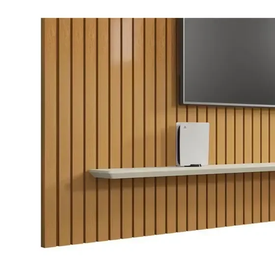 Painel para Tv de até 75 Polegadas Ripado 2 Prateleiras Roma:cinamomo/off White - 4