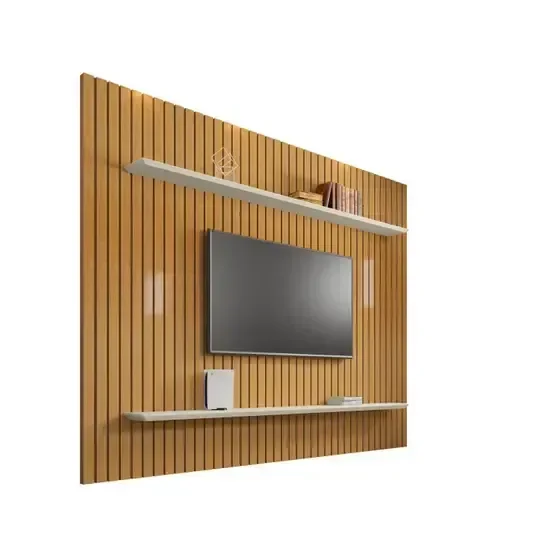 Painel para Tv de até 75 Polegadas Ripado 2 Prateleiras Roma:cinamomo/off White - 2