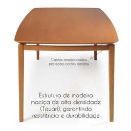 Conjunto Sala de Jantar Madeira Maciça - Mesa 1,80 Laminada 6 Cadeiras Estofadas Encosto Tela Marrom/Freijó - 10 Conjunto Sala de Jantar Madeira Maciça - Mesa 1,80 Laminada 6 Cadeiras Estofadas Encosto Tela Marrom/Freijó - 10