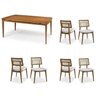 Conjunto Sala de Jantar Madeira Maciça - Mesa 1,80 Laminada 6 Cadeiras Estofadas Encosto Tela - 2