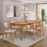 Conjunto Sala de Jantar Madeira Maciça - Mesa 1,80 Laminada 6 Cadeiras Estofadas Encosto Tela - 1