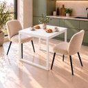 Ver imagem 1 de Mesa de Jantar Reforçada Industrial 60x60cm Tampo Branco Pés Branco