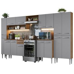 Armário de Cozinha Completa 325cm Cinza/Rustic Emilly Madesa 02 - 3