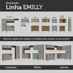 Armário de Cozinha Completa 325cm Cinza/Rustic Emilly Madesa 02 - 11