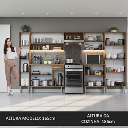 Armário de Cozinha Completa 325cm Cinza/Rustic Emilly Madesa 02 - 6