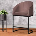Ver imagem 2 de Poltrona Banqueta Decorativa Luxo Mia Base Metal Preta Veludo - Estopar Poltrona Mia Veludo Rosê