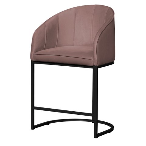 Poltrona Banqueta Decorativa Luxo Mia Base Metal Preta Veludo - Estopar Poltrona Mia Veludo Rosê