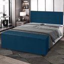 Ver imagem 4 de Kit Cabeceira Painel e Calçadeira Baú Casal King 1,95m Berlim Suede Azul Marinho Dal Poz Estofados
