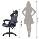 Ver imagem 5 de Cadeira Gamer Reclinável Preta Ergonômica Pc com Apoio para Pés e Braços Couro Sintético