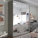 Ver imagem 1 de Guarda-Roupa Solteiro 100% MDF BP com 2 Portas Espelho Zermatt Cinza