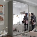 Ver imagem 2 de Guarda-Roupa Solteiro 100% MDF BP com 2 Portas Espelho Zermatt Cinza